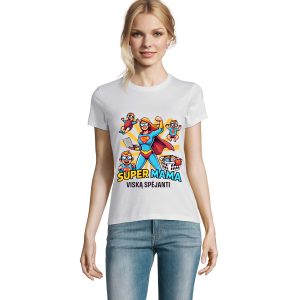 Moteriški marškinėliai Super mama- viską spėjanti